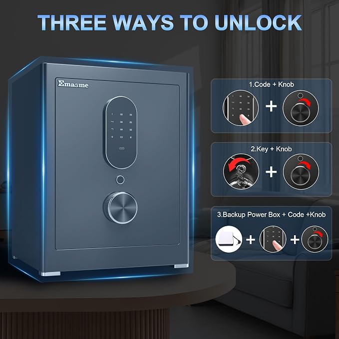 Safe Box, Money Safe with Fireproof Waterproof Bag, Medium Size Safes with Digital Keypad, Dual Alarm System, Removable Shelf for Valuables & Cash (Upgrade 2.0 CUFT Digital