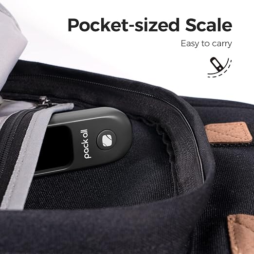 pack all Digital Luggage Scale for Travel, 110Lbs Capacity, 0.1Lb Precision | Handheld, Backlit LCD Display, Lb/Kg/Oz Conversion, Tare Function, Battery Included, Black