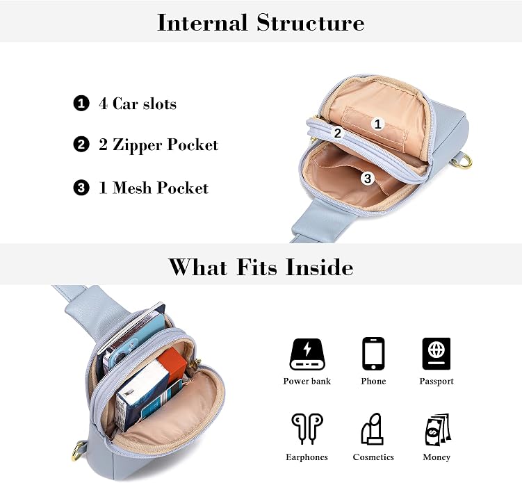 Lightweight Small Crossbody Sling Bag for Women | Mini Travel Purse,Multi-pocket with Card Slots,Durable Vegan Leather,Everyday Carry