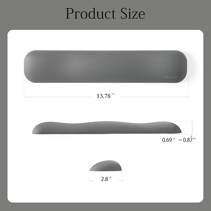 UnivoColors Design-Medium Wave Keyboard Wrist Rest of Medium, Artificial Sheepskin+Memory Foam+Ergonomic+Anti-Slip Gel, Resilience Support During Work and Gaming,Keyboard Accessory,Grey