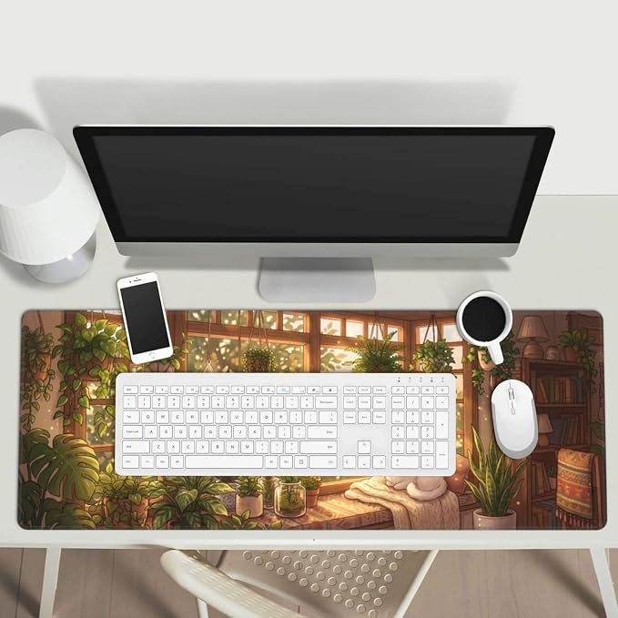 Kawai Cat Gaming Mouse Pad Large Extended Desk Mat Non-Slip Rubber Base Keyboard Pad with Stitched Edges for Office Gaming 31.5x11.8 in