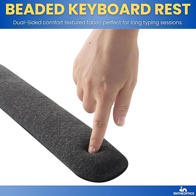 1InTheOffice Beaded Keyboard Wrist Rest Pad, Black/Gray