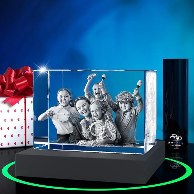 ArtPix 3D Premium Crystal Photo, Personalized Gifts for Women, Wife, Mom, Her, Him, Men, Great Customized Gift With Your Own Photo - Anniversary, Wedding, Birthday - Custom Glass 3D Laser Etched Picture Frame