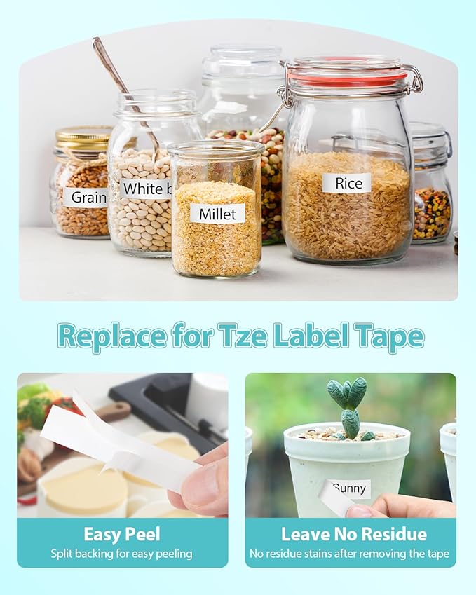 Tze231 Compatible for Brother Tze-231 Label Maker Tape 12mm 0.47 Laminated Black on White P-Touch Tz231 Tze Tz Refills Work with Ptouch Tz-231 PT-D220 D210 H110 D400 D410 D600, 4-Pack