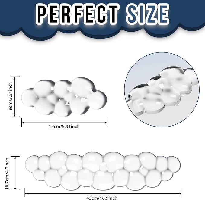Cloud Wrist Rest Gel Set — Ergonomic Cloud Wrist Rest Keyboard and Mouse, Non-Slip Desk Accessories for Office and Home（Clear）