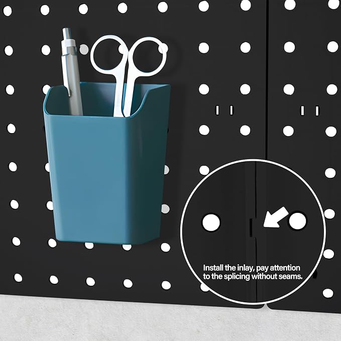 4Pcs Peg Board, Black Pegboard Wall Organizer Panels Wall Mount, ABS Pegboard for Craft Room Garage Kitchen Workshop, ABS Peg Boards Easy Installation