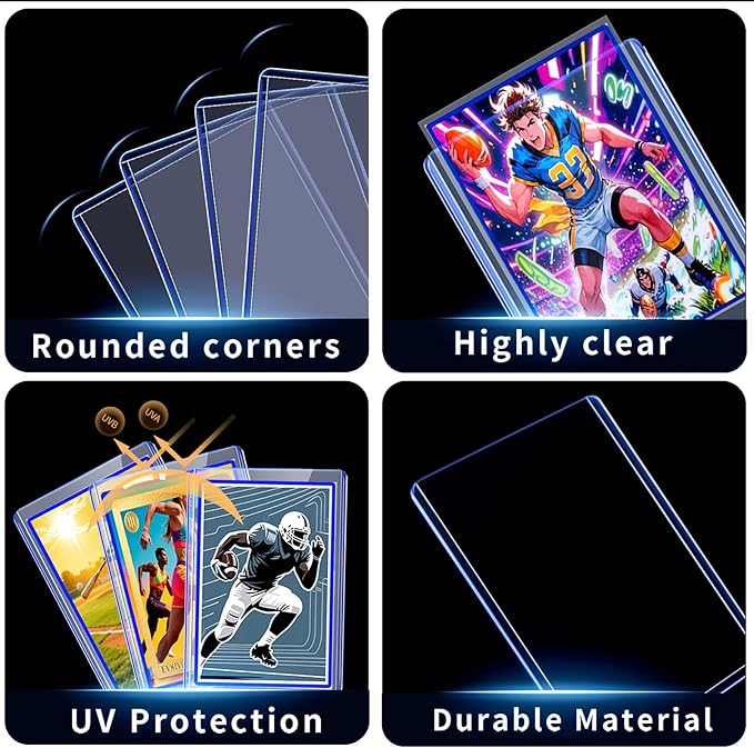 200 Card Sleeves Toploads for Cards,3" x 4" Baseball Card Protectors,Premium Standard Size Trading Hard Plastic Card Holder for Sports Football Cards(100 Hard Protectors +100 Soft Sleeves)