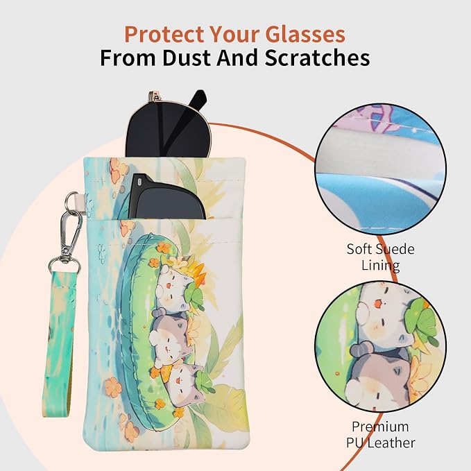 Double Eyeglass Case Soft Dual Glasses Case for Women Men Travel Squeeze Top Sunglasses Cases Eyeglasses Pouch