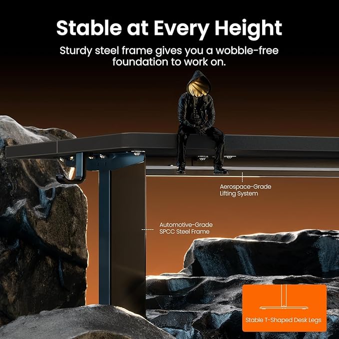 ErGear Height Adjustable Electric Standing Desk, 63 x 28 Inches Sit Stand up Desk, Memory Computer Home Office Desk, Carbon Fiber Black