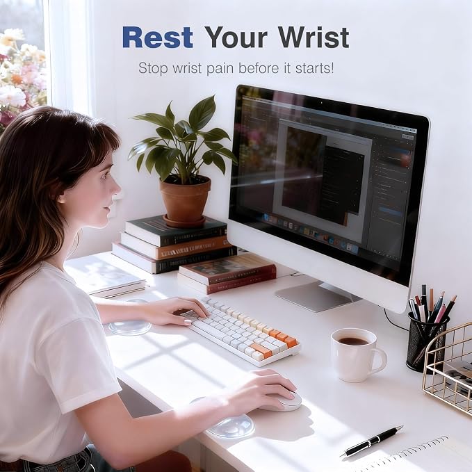 Ospelelf Clear Gel Wrist Rest for Mouse Ergonomic Cushioned Support for Typing & Gaming, Relief Carpal Tunnel, Wrist Pain, Sweat-Proof & Cooling Gel, Comfort for Office, Computer, Programmer, Gamer