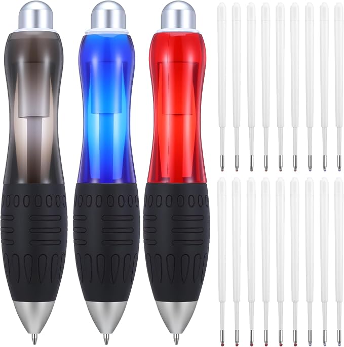 21 Pcs Big Fat Pen Heavy Heavy Wide Grip Pens Aids Writing Ballpoint Pen for Tremor Arthritis Handicap Parkinson Carpal Tunnel (3 Pens + 6 Black + 6 Blue +6 Red Refills)