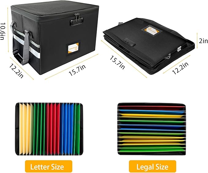 Deluxe Next of Kin Box Organizer with Labels,Estate Planning Organizer Kit | Fireproof Home & Office Organization with Family Document Guide,Foldable Document Organizer for Family,Combination Lock