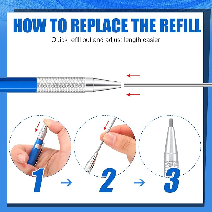 Gersoniel 2 Pcs Welders Pencil with 48 PCS Round Refills Mechanical Pencils Metal Welding Marker for Tube Pipe Fitter Welder Steel Construction Woodworking (Sliver, Black)