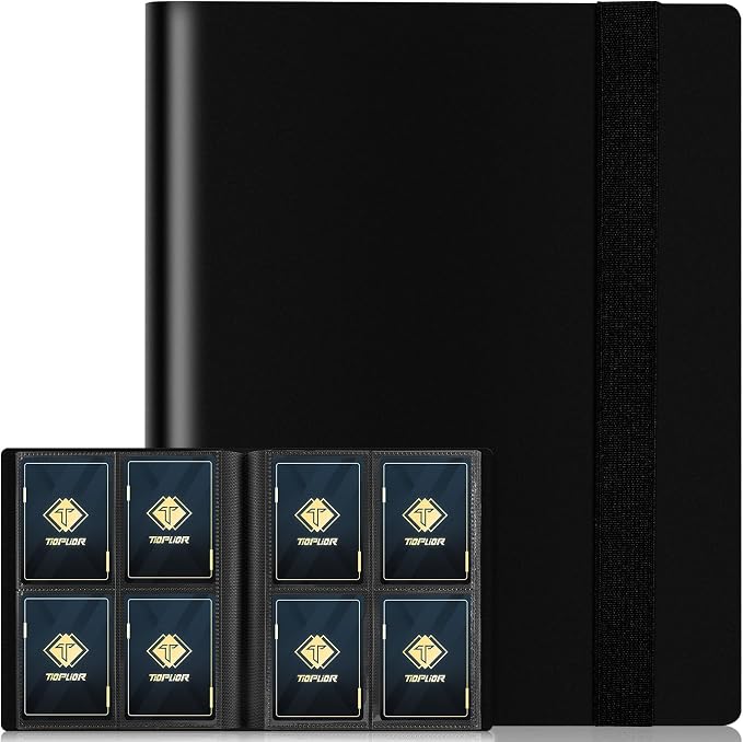 4 Pocket Card Binder for 160 Sleeves, Card Folder Ablum for Trading Cards Collection for Sports Cards, Baseball Cards, Game Cards, Mini TCG Binder Fit for MTG, Gift for Card Collector (Black)