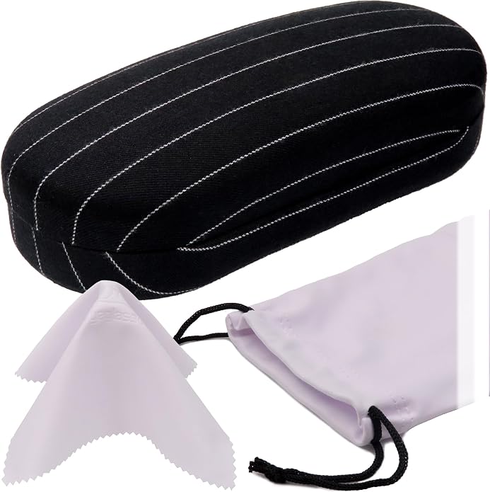 MyEyeglassCase - Large Sunglasses Case - Glasses Holder with Pouch & Cloth - Eyeglass Hard shell Medium - Extra Large frames