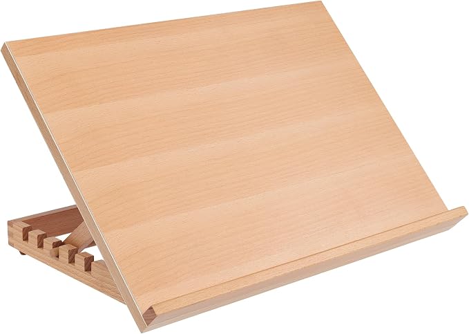 SoHo Urban Artist 12x16 Adjustable Portable Drawing Board Stand Easel, 5 Positions, Natural Beechwood Finish