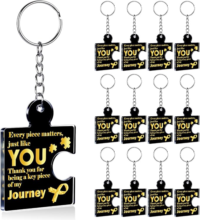Team Appreciation Gifts Bulk Thank You Keychains for Coworkers | Gift Set for Employee, Staff, Teachers, Teamwork Puzzle Piece Keyring, Acrylic