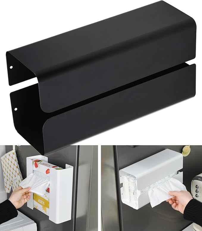 Magnetic Glove Box Holder Glove Dispenser Tissue Box Organizer Wall Mount | Adjustable Magnet Box, Versatile Use for Fridge, Toolbox, Metal Door, Garage Wall, Hold Gloves, Towels, Wipes, Tissues