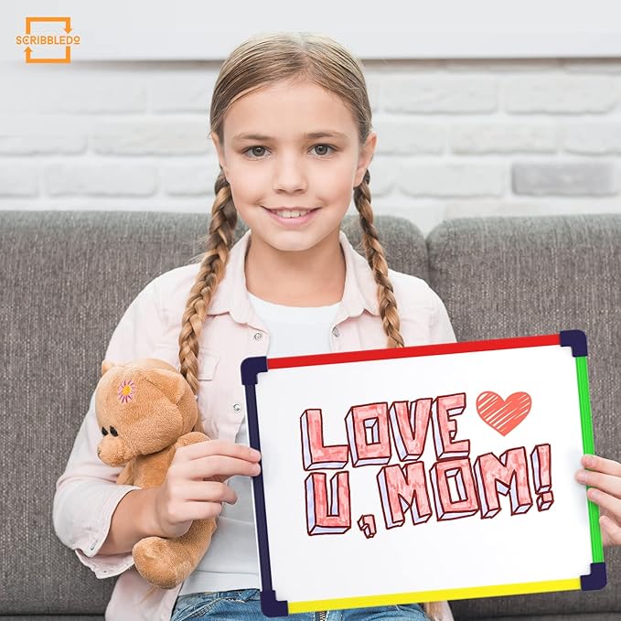 SCRIBBLEDO Colored Frame Magnetic Dry Erase White Board 9" X 12" WHITEBOARD for Kids Writing Learning & Drawing Art Educational Kids Toy