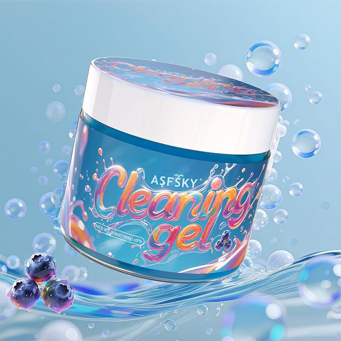 ASFSKY Car Cleaning Gel, Blueberry | Cleaning Putty for Car Interior, Keyboard Dust Remover, Universal Cleaning Gel, Blue, 1 Pack