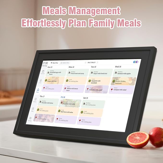 Digital Photo Frame 10.1" WiF Touch Screen Digital Wall Calendar, Family Planner with Chore Reward, Meal Plan, Audio Reminder, Shared Schedule, No Subscription, Wall & Desk Mount