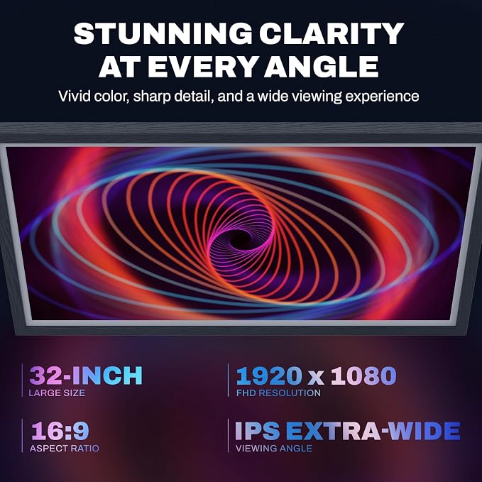 32 Inch FHD Extra Large Digital Picture Frame Touchscreen, 64GB FHD IPS WiFi Digital Photo Frame Remote, Share Photo/Video via Apps, Email, Auto-Rotate, Black Wood Pattern