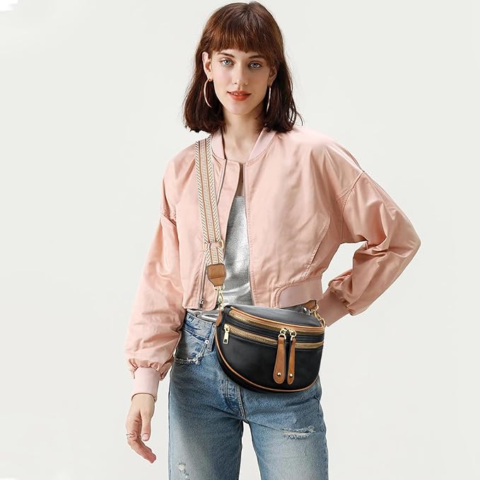 KKXIU Crossbody Bags for Women Vegan Leather Travel Bum Bag | Trendy Fanny Waist Pack | Shoulder Purse with Adjustable Strap