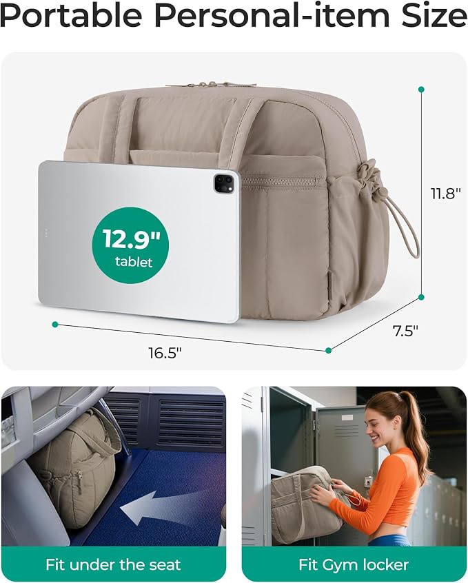 BAGSMART Duffle Bag for Travel, Gym Bag for Women, Weekender Carry on | PVC Wet Pocket, Airline Approved Personal Carry-on Size, Fits Under-seat, One Bag for Gym, Travel, Hospital, Overnight