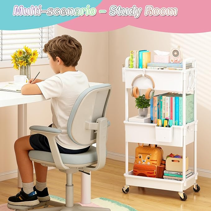 SUNALLY Baby Diaper Caddy Cart,3 Tier Rolling Diaper Cart for Nursery,White | Large Capacity & Easy Assemble Diaper Storage Organizer with Lockable Wheels for Newborn, New Mom, Baby Girl Boy Essentials