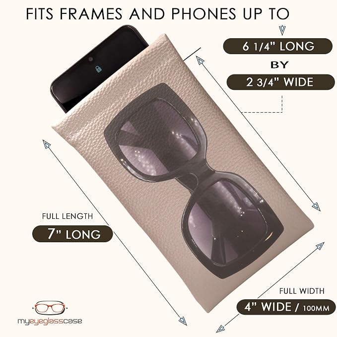 Soft Sunglasses case | Large Glasses Case Holder - Eyeglass Pouch Squeeze Top | Glasses pouch Lightweight Extra Layers