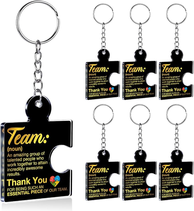 Team Appreciation Gifts Bulk Thank You Keychains for Coworkers | Gift Set for Employee, Staff, Teachers, Teamwork Puzzle Piece Keyring, Acrylic