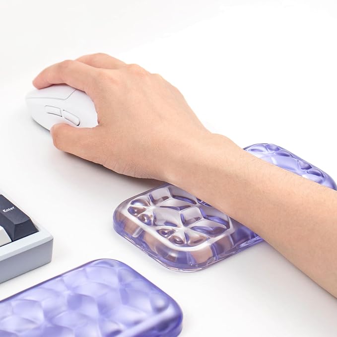 Gel Keyboard and Mouse Wrist Rest Set – Water Ripple Wrist Rest for Computer Keyboard 60%/68%/75%, Comfort & Support for Typing and Gaming (Purple Gradient)