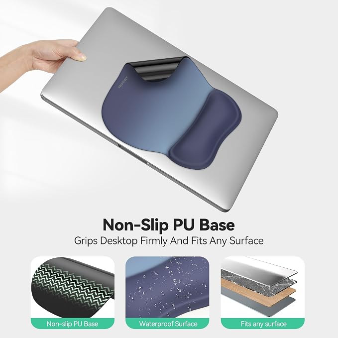 TECKNET Gel Ergonomic Mouse Pad with Wrist Rest, Non-Slip PU Base, Gradient | Comfortable Gel Cushion, Pain Relief, Smooth and Waterproof Surface, Mouse Pad with Wrist Rest for Office, Gaming and Study