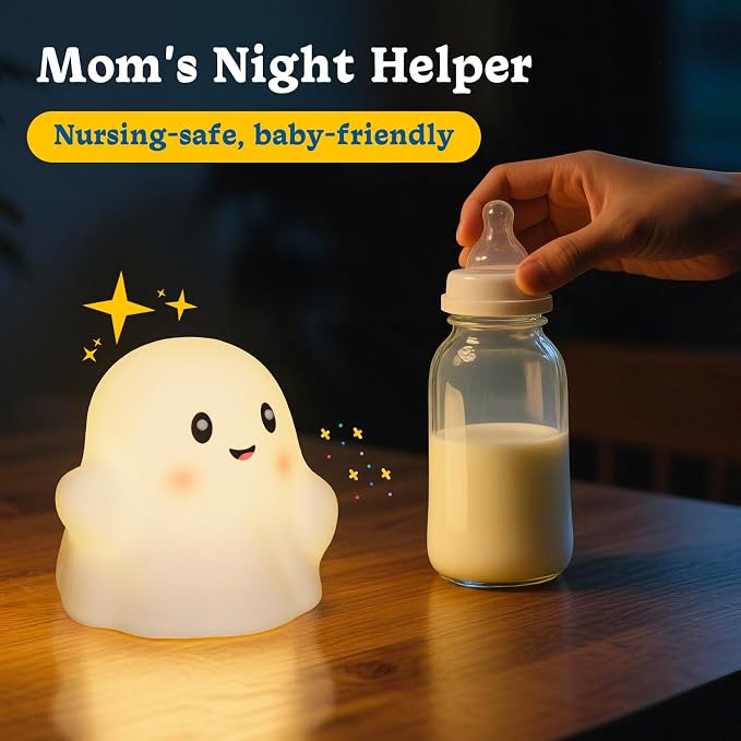 Rechargeable Night Light for Kids - Silicone Lamp with Touch Sensor for Kids Room - LED Squishy Night Light for Baby Nursery with RGB Rainbow Color-Changing/30-Min Timer