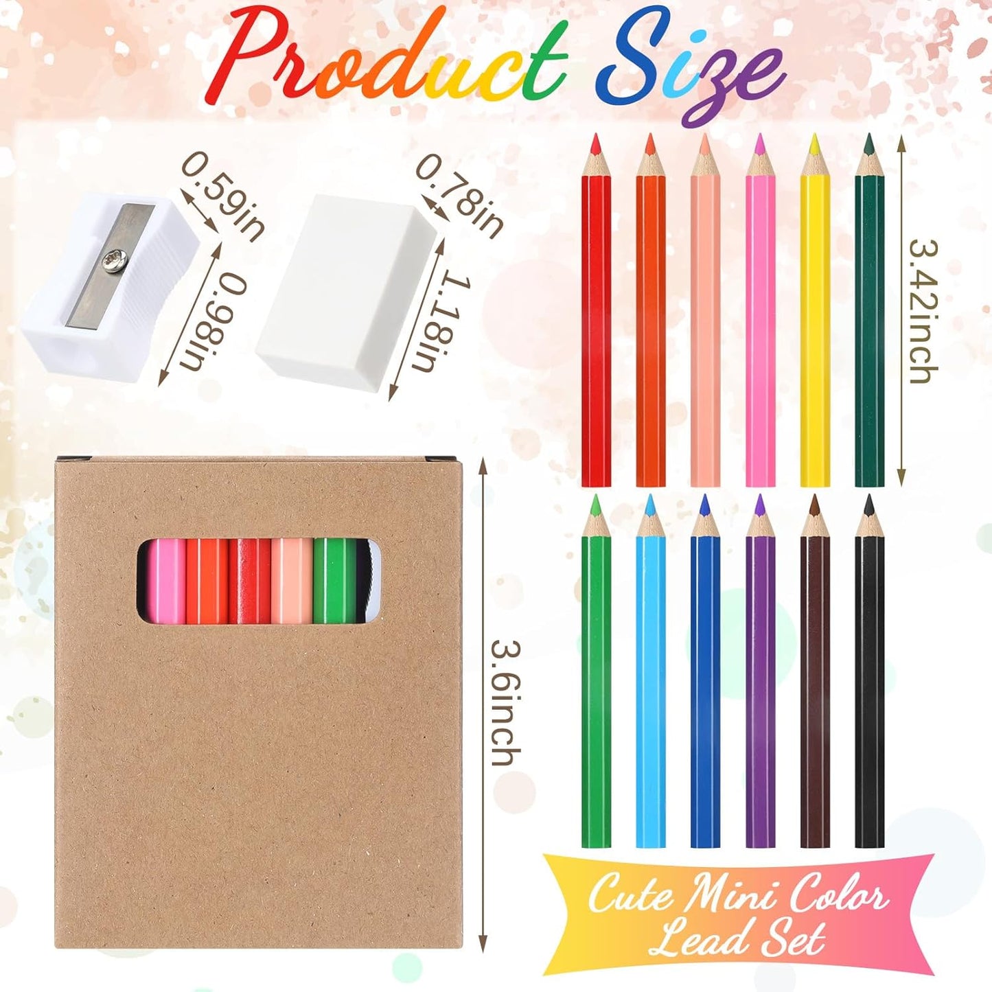 144 Pcs / 12 Boxes Mini Drawing Class Colored Pencils Bulk for Kid 3.5 Inch Back to School Supplies Portable Short Fat Per Set 12 Different Color with Sharpener Eraser Coloring Pencils