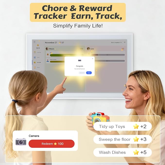 COMIX 21-inch Smart Digital Wall Calendar,WiFi Large Touchscreen Family Organizer,Syncs Google/iCloud/Outlook, Digital Chore Board & Meal Planner,Wall Mounted Smart Home Display for Busy Households