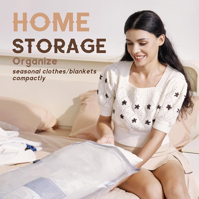 Vacbird Jumbo Vacuum Storage Bags for Bedding, Blanket Storage Space Saver | Jumbo Capacity for Bulky Bedding, Transparent Design, Electric Pump Replaces Vacuum Cleaner for Fast Easy Compression
