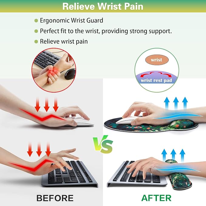 Ergonomic Keyboard Wrist Rest, Mouse Pad with Wrist Rest Anime | Cat Gaming Mousepad with Wrist Support, Memory Foam Wrist Rest Set for Computer Keyboard, Funny Cute Office Desk Accessories