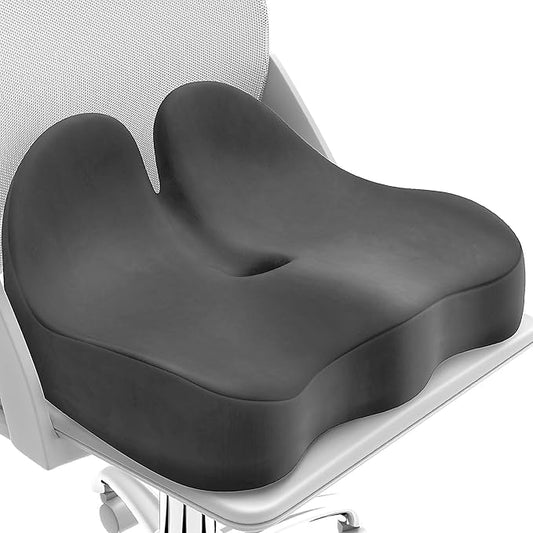 Seat Cushion, Memory Foam Office Chair Seat Cushion for Office Chairs/Car/Long Trip/Desk Chair/Gaming, X-Large Size for Sciatica & Hip & Tailbone Pain Relief, Sciatica Support (Gray)