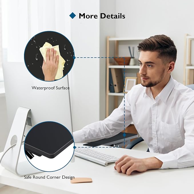 BONTEC Ergonomic Desk Extender Tray, 9.5"x9.1" Wrist Rest Shelf, Black | 90°Foldable Elbow Support, Table Mount Arm, Clamp on Computer Arm Rest for Desk, Office & Home Use,Durable Easy to Install