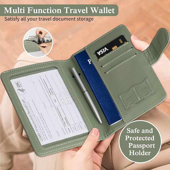 TIGARI Passport Holder for Travel Women Men, PU Leather Waterproof RFID Wallet Cover Case Sleeve, Valentines Day Gifts, Vacation Plane Cruise Travel Document Organizer Essentials