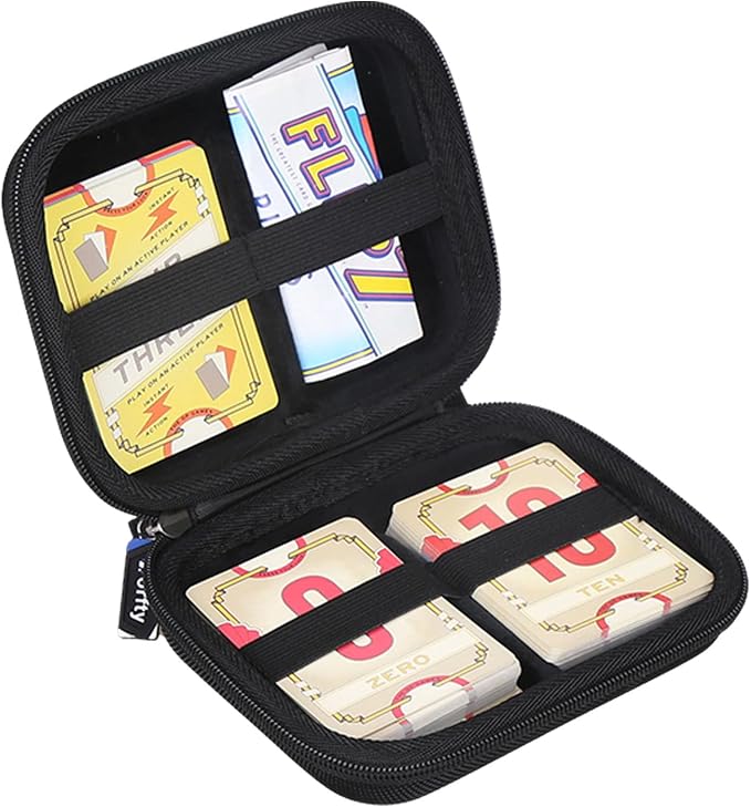 Universal Slim Hard Card Games Cases, Travel Storage Box Holds 200+ Game Cards Compatible with Flip 7/ PM TCG - Fits 2.5×3.5 & 2.25×3.5 Inch Cards (Black)