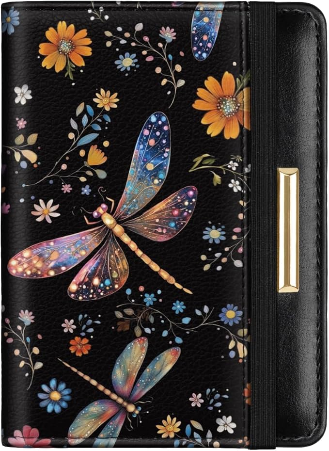 Coco Rossi Passport Holder for Travel Women Slim RFID Passport Cover Wallet | Travel Essentials, Passport Book Holders, Passport Wallet Cover Case, PU Leather, Cute, Thin, Spliced Design, Dragonfly