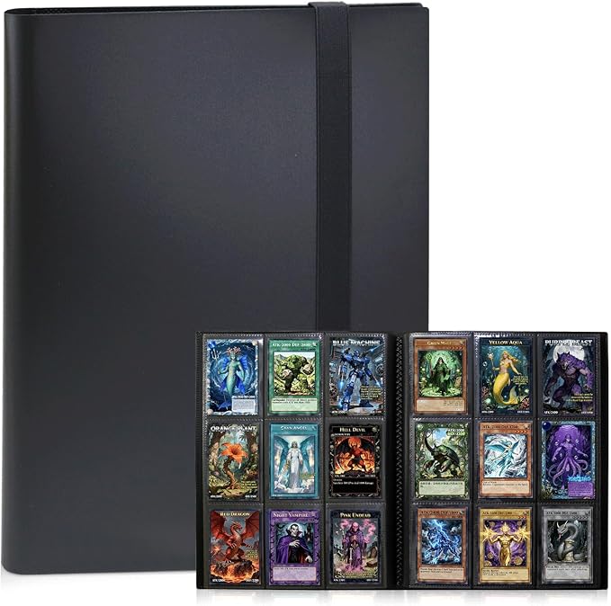 Trading Card Binder 9 Pocket, 360 Card Waterproof Folder with Side Loading Sleeves, Sturdy Card Collection Album for MTG, TCG, Game Cards & Sports Cards (1, Black)