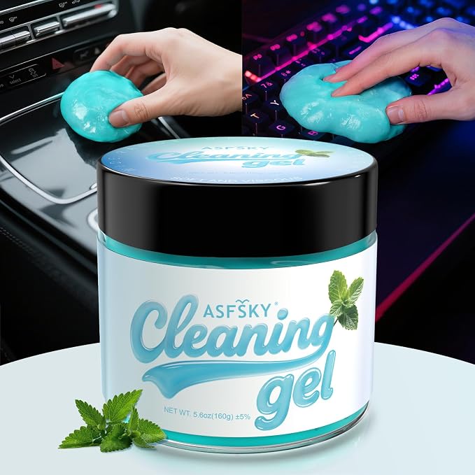 ASFSKY Car Cleaning Gel, Mint | Cleaning Putty for Car Interior, Keyboard Dust Remover, Universal Cleaning Gel, Blue, 1 Pack
