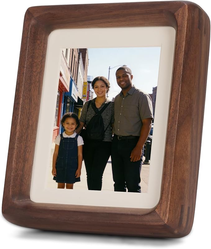 Solid Walnut Picture Frame for Instax Wide & Square Photos, Small Solid Wood Photo Frame with Joinery Corners, Tabletop Display (Walnut, For 4.2x3.5/4.3x3.4 Photo)
