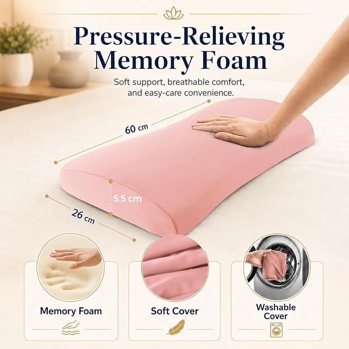 Lumbar Support Pillow for Bed Relief Back Pain: Lower Back Pillow for Sleeping - Memory Foam Waist Pillow - Back Wedge Bolster Pillow for Side, Back&Stomach Sleepers - Bed Rest Pillow for Car, Sofa