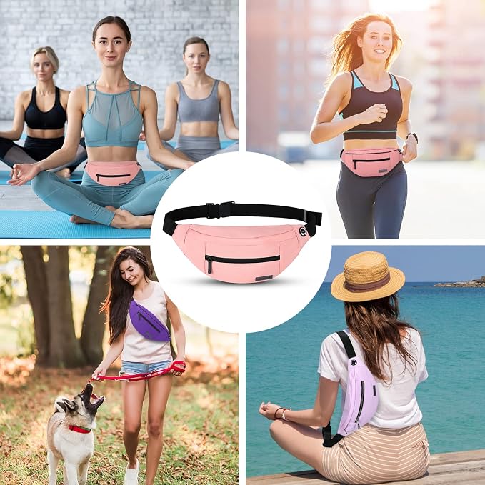 MAXTOP Large Fanny Pack for Women Waist Bag for Casual Festival Gifts | Large Capacity, 4-Zipper Pockets,Polyester,Lightweight,Idea for Hiking Traveling Outdoors Running Workout Casual