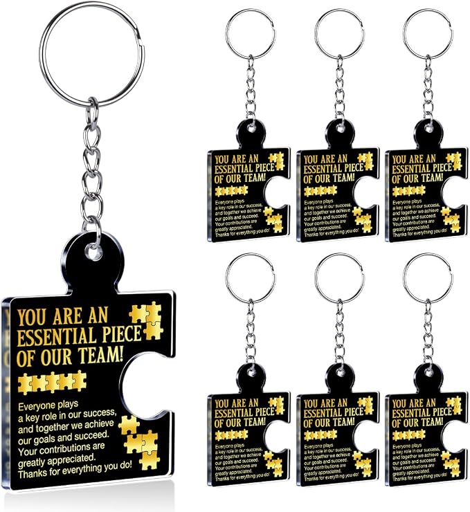 Team Appreciation Gifts Bulk Thank You Keychains for Coworkers | Gift Set for Employee, Staff, Teachers, Teamwork Puzzle Piece Keyring, Acrylic