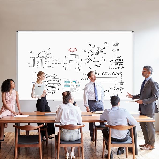 XBoard Magnetic Dry Erase Board 96 x 48 Inches, 8' x 4' Aluminum Framed Whiteboard, Presentation White Board for Office, School, Homeschool (Pack of 2)